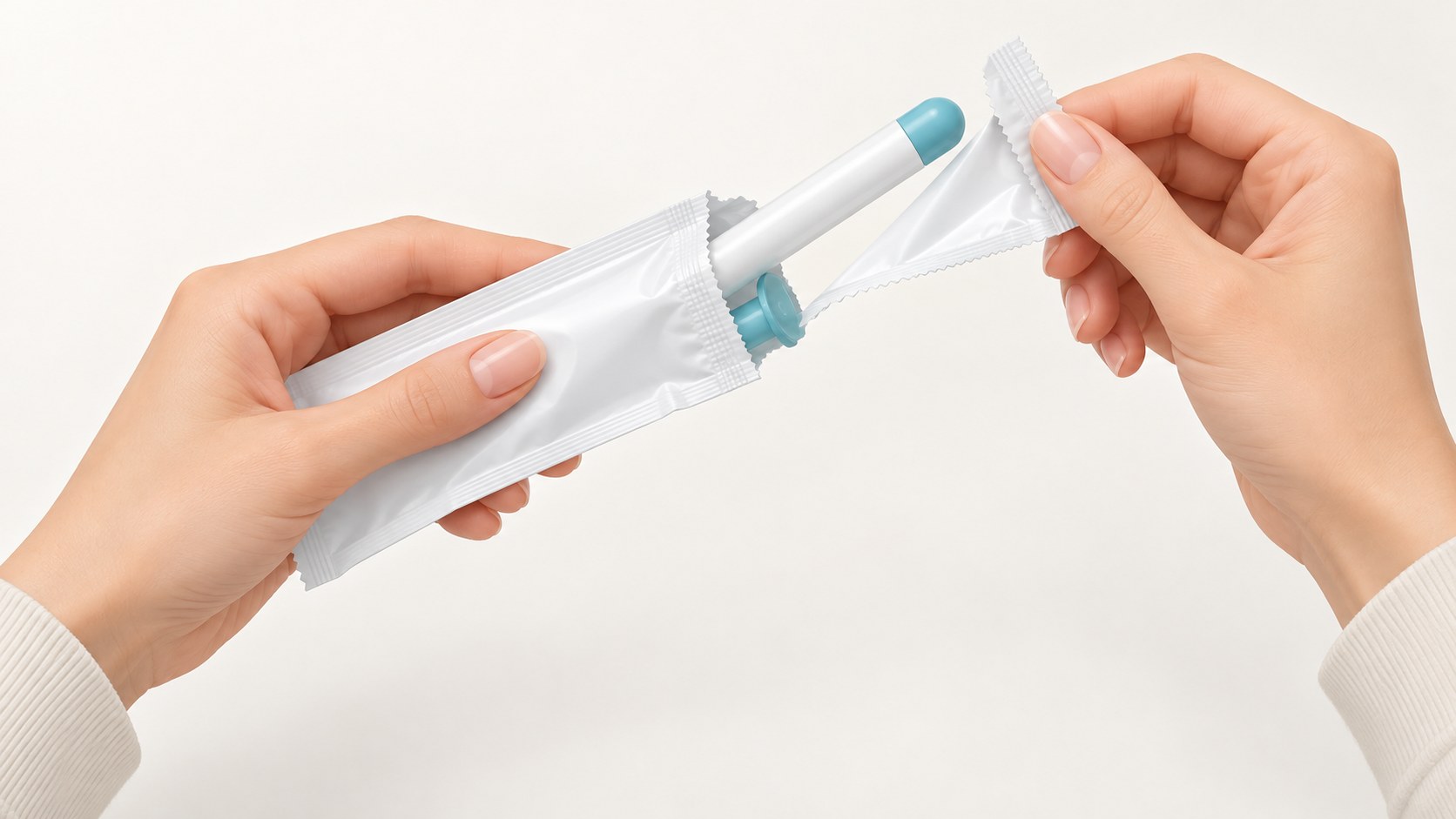 エッグサポートの個包装の袋を開けて容器を取り出すイメージ